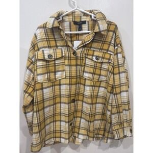 Forever 21 NWOT Grunge‎ Long Plaid Shacket With Pockets Size Large Heavyweight